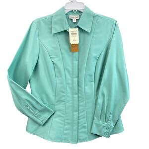 Coldwater Creek Women's Pointed Collar Long Sleeve Polo Blouse Size Small